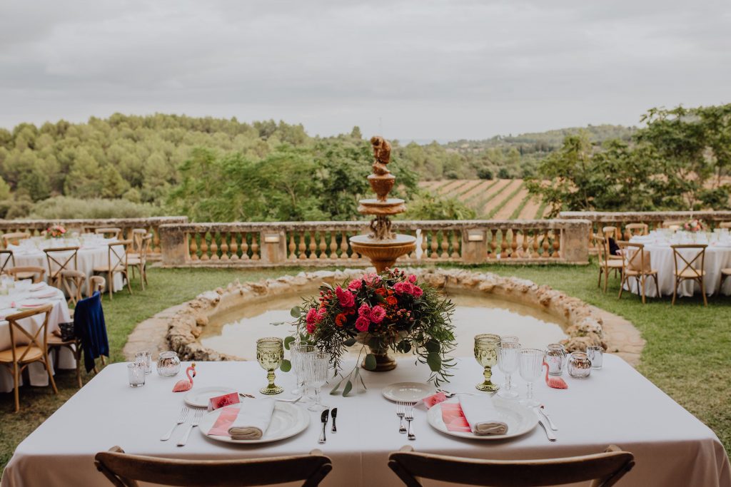 Photo of a wedding reception table at Son Tugores in Mallorca